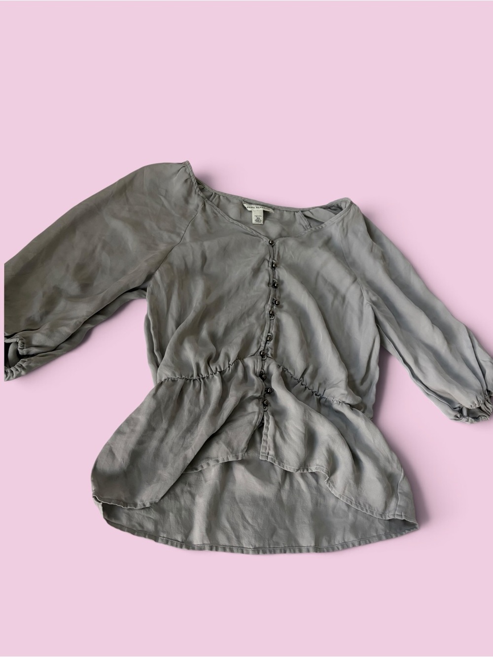 Banana Republic Gray Button-Front Peplum Blouse